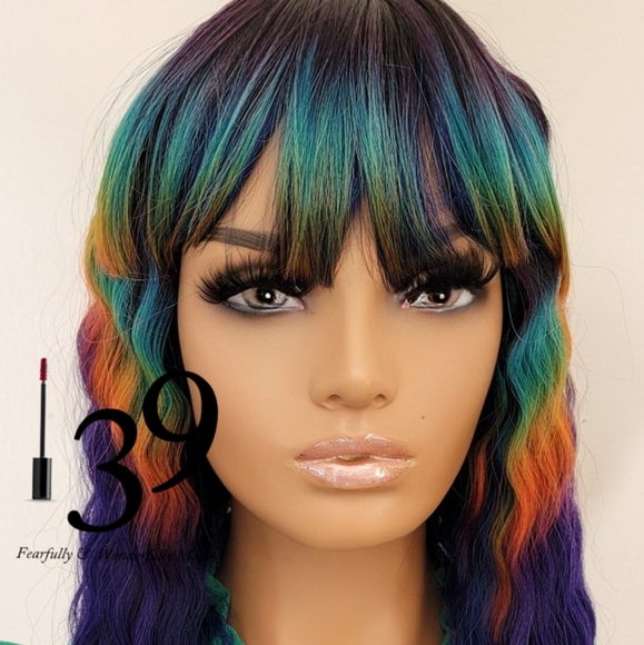 Rainbow bang wig with deep crimps - Picture 2 of 4